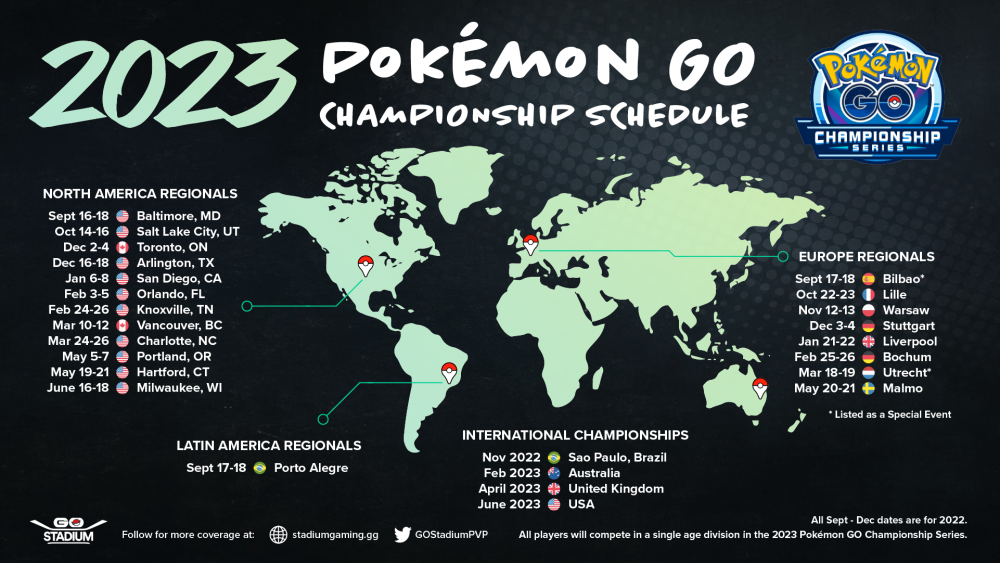 First Look at the 2023 Pokémon GO Championship Series Schedule Graphic - Stadium Gaming First Look at the 2023 Pokémon GO Championship Series Schedule Graphic - Stadium Gaming
